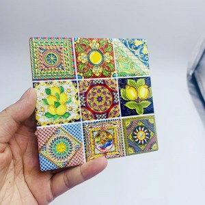 3D Embossed Round Ceramic Coaster Travel Souvenir Decorative Ceramic Trivet For Coffee Tea Drinks