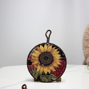 Rround dia.16CM Ceramic trivet with rope and cork back