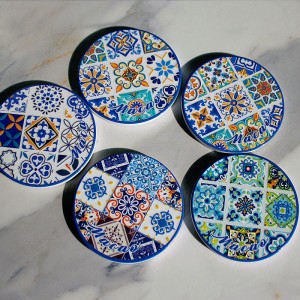 Hot Sell Glossy Finished Ceramic Round Coaster with Cork Back
