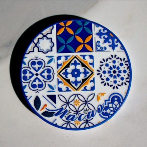 Hot Sell Glossy Finished Ceramic Round Coaster with Cork Back