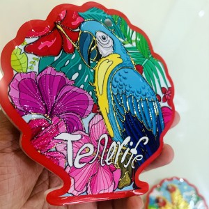 Customized Embossed Butterfly Pattern Ceramic Coaster With Cork Backing Wholesales Souvenir Gift