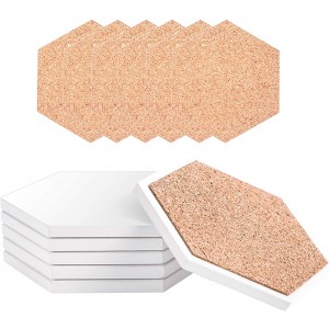 Coaster hexágono de pedra cerâmica absorvente em branco de sublimação para bebidas com almofadas de apoio de cortiça