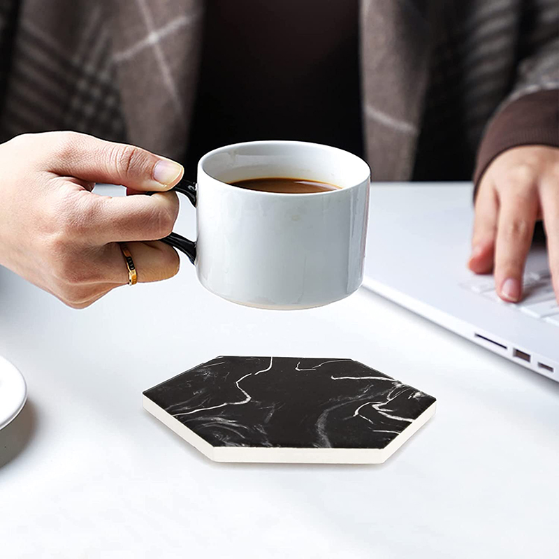 Custom printed ceramic coaster hexagon