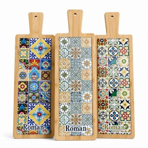 Wholesale 3D UV Printed Custom Ceramic with Bamboo base Trivet Manufacturers