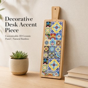 Wholesale 3D UV Printed Custom Ceramic with Bamboo base Trivet Manufacturers