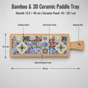 Wholesale 3D UV Printed Custom Ceramic with Bamboo base Trivet Manufacturers