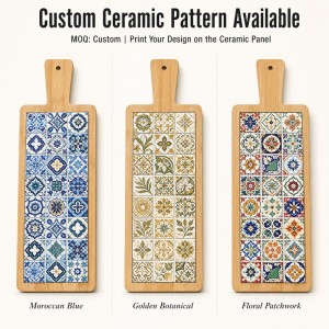 Wholesale 3D UV Printed Custom Ceramic with Bamboo base Trivet Manufacturers
